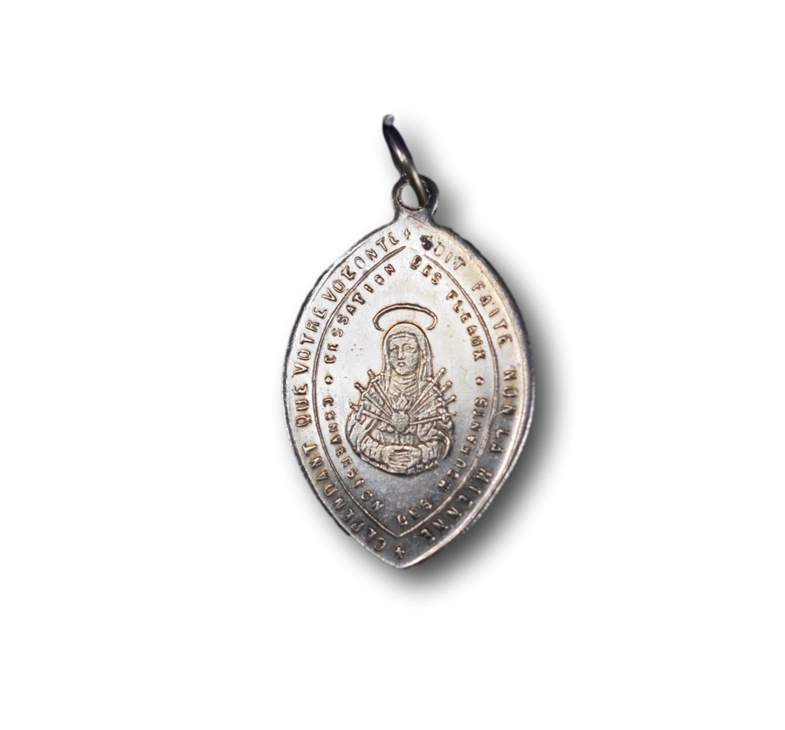 Rare 19th Century Medal Faith End of Scourge Mater Dolorosa