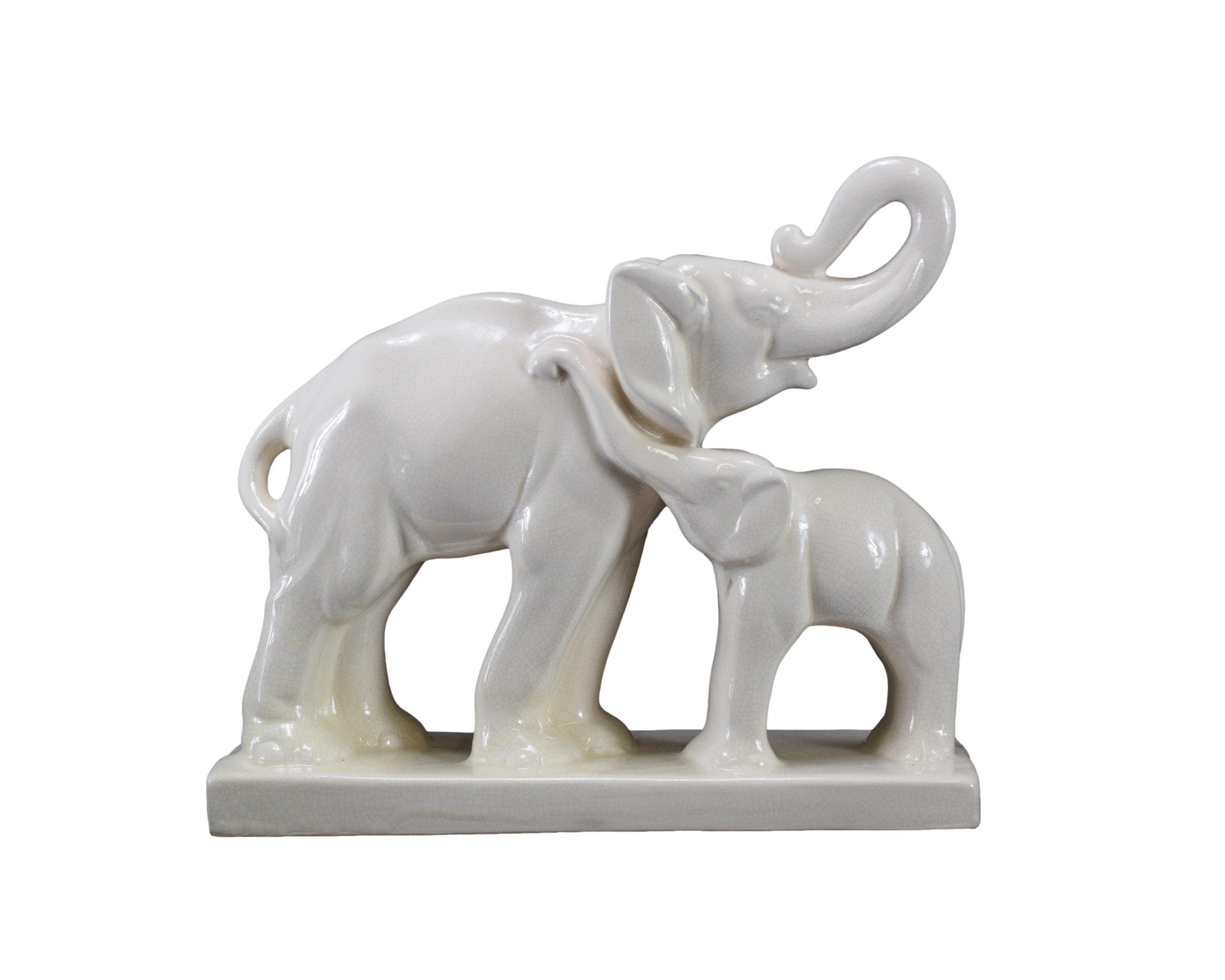 Statue éléphant blanc en résine géométrique - Déco Statue