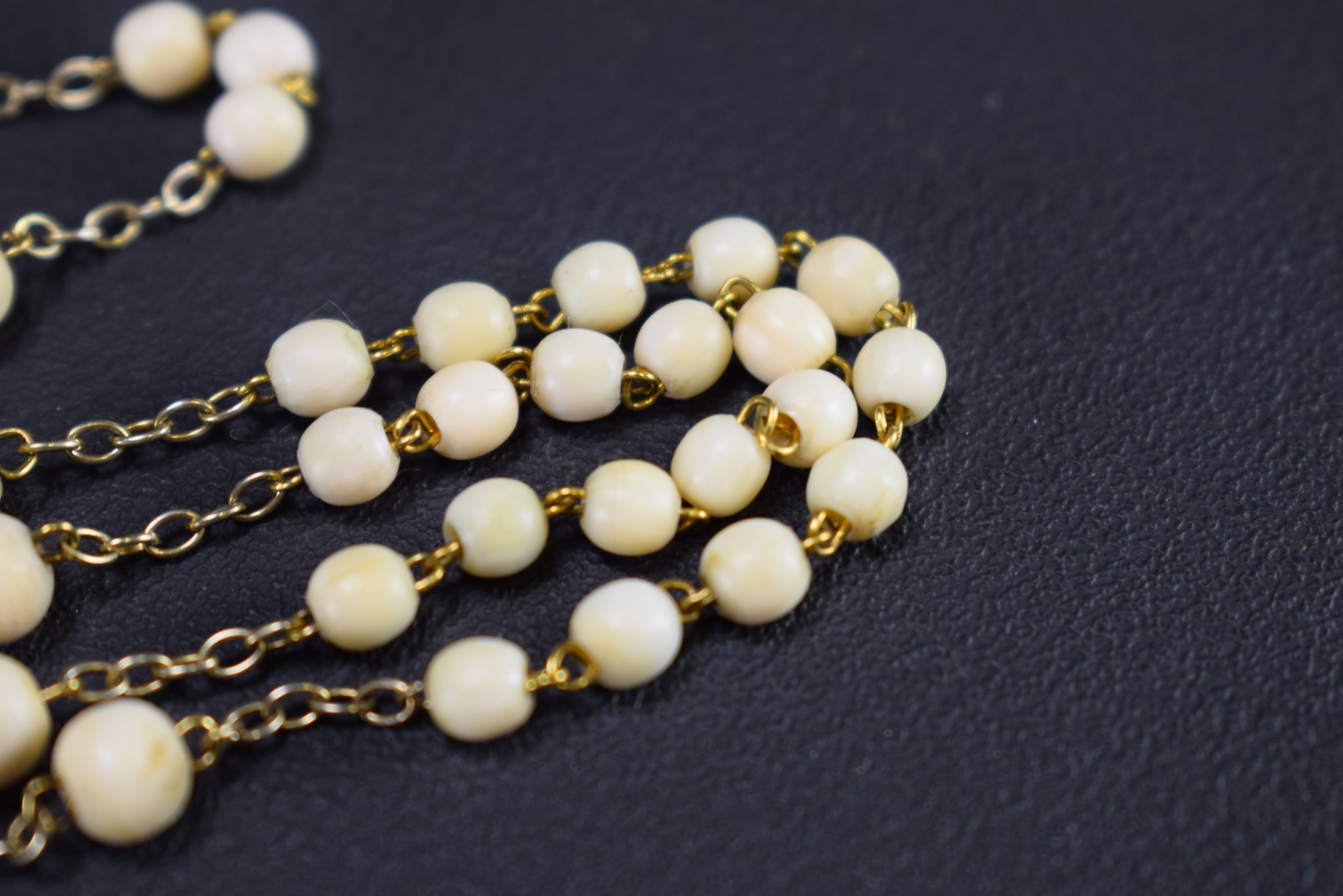 Ivory & Gold Sterling Silver Rosary