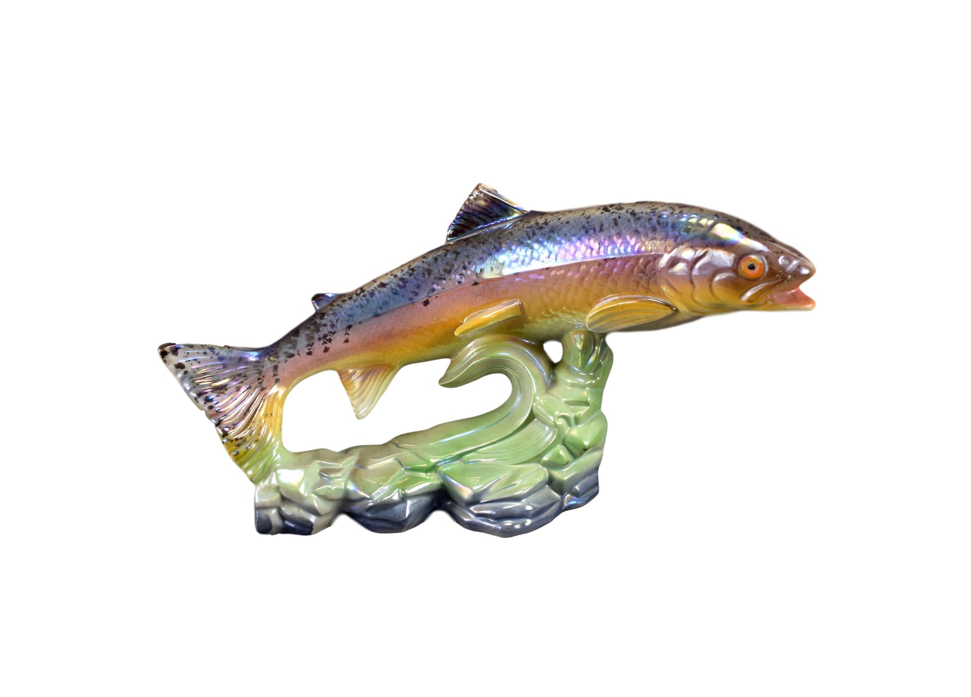Belgian Large Majolica Fish Figurine , Wonderful Trout, H Bequet