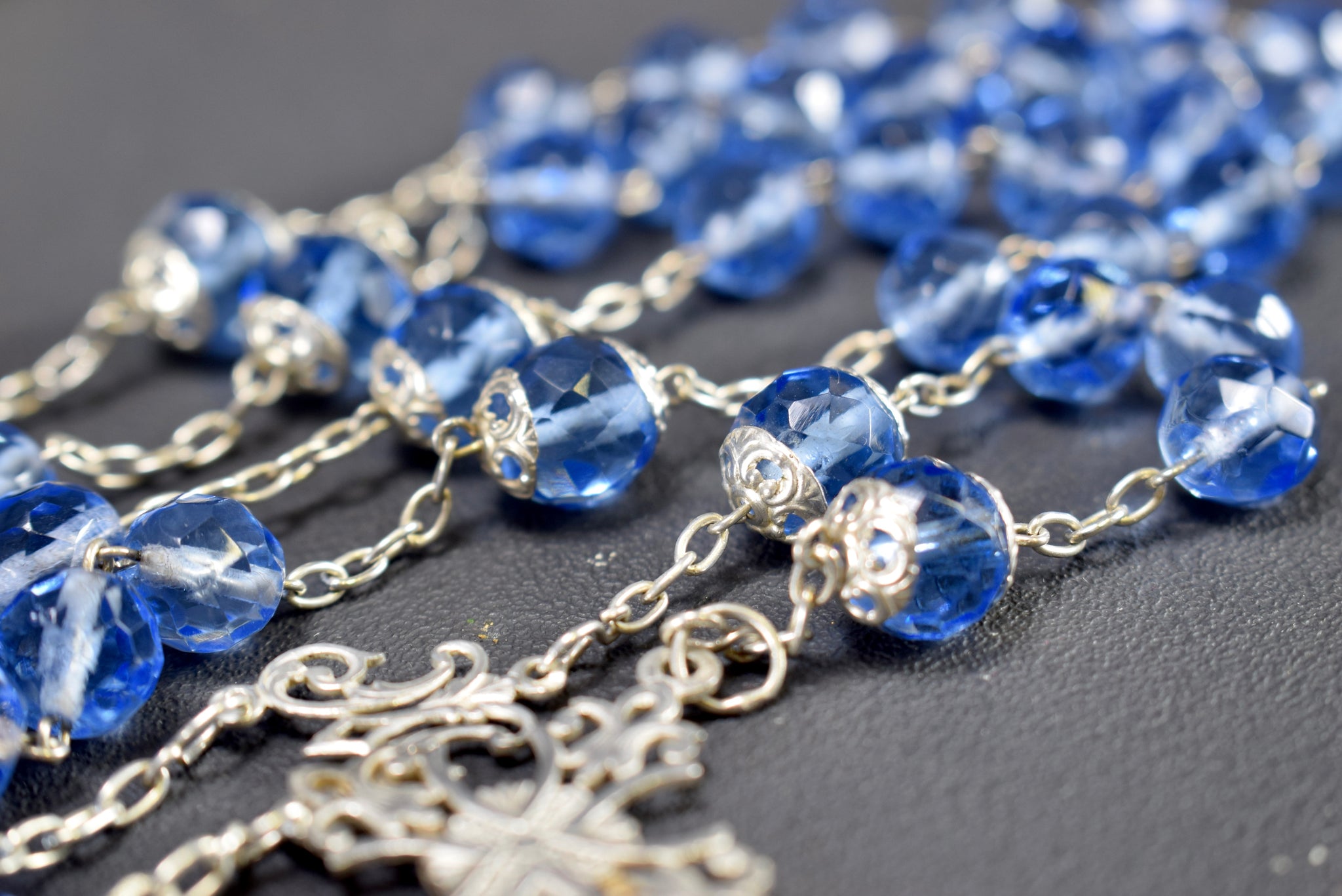 Blue Faceted Rosary