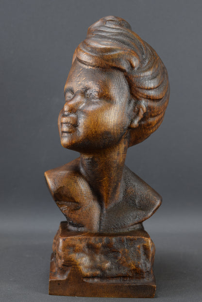 Carved Wood Bust