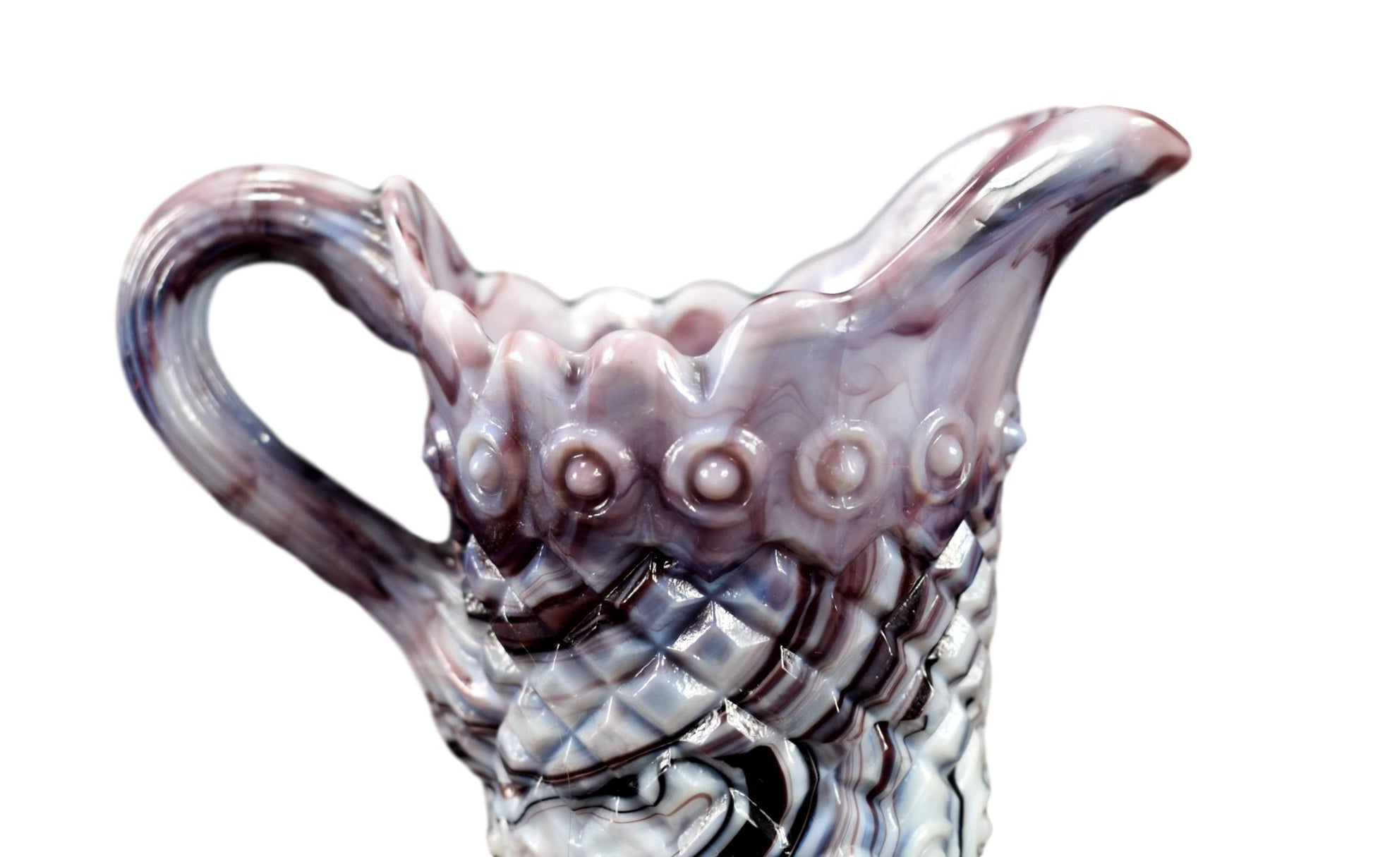 Marbled Purple Opaline Pitchers Cruets - Charmantiques
