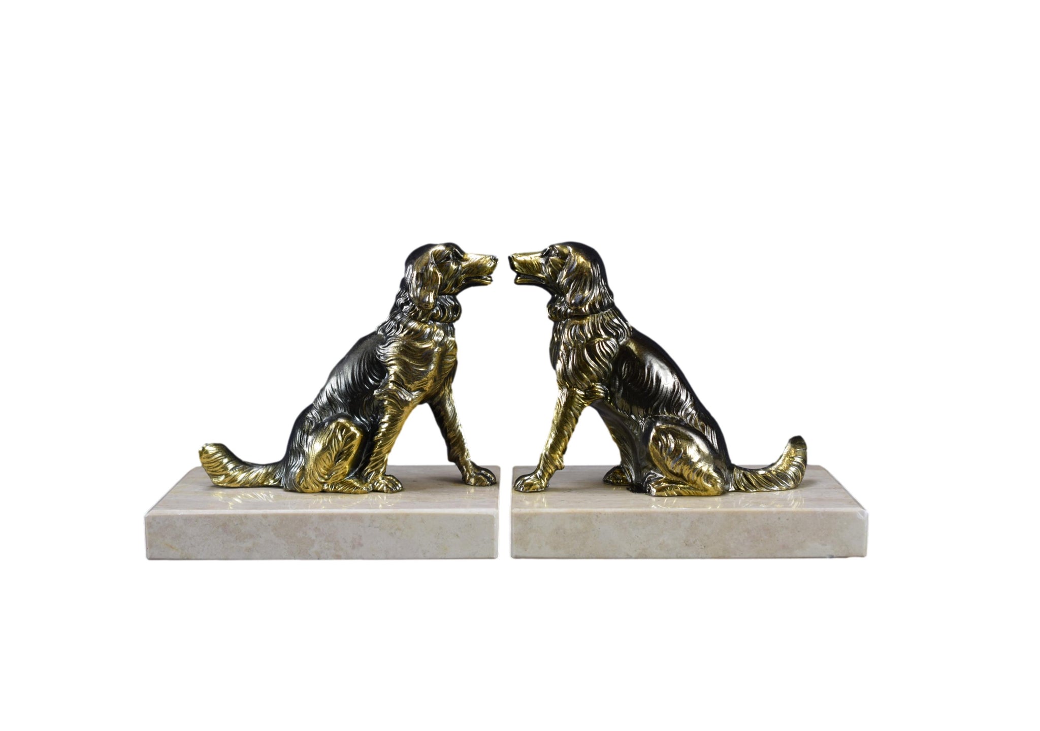 French Vintage Pair Dog Bookends on Marble Gift Ideas Art Deco Book Ends