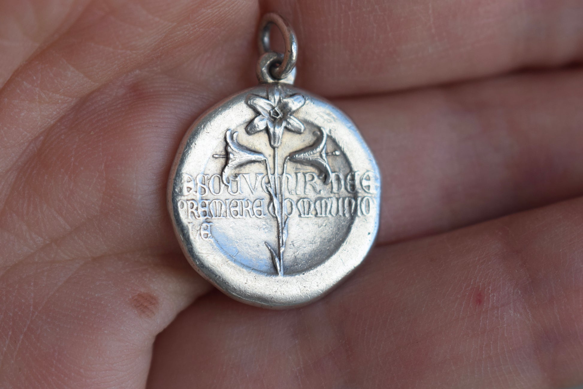 Virgin Mary Medal Sterling Silver Communion Pendant