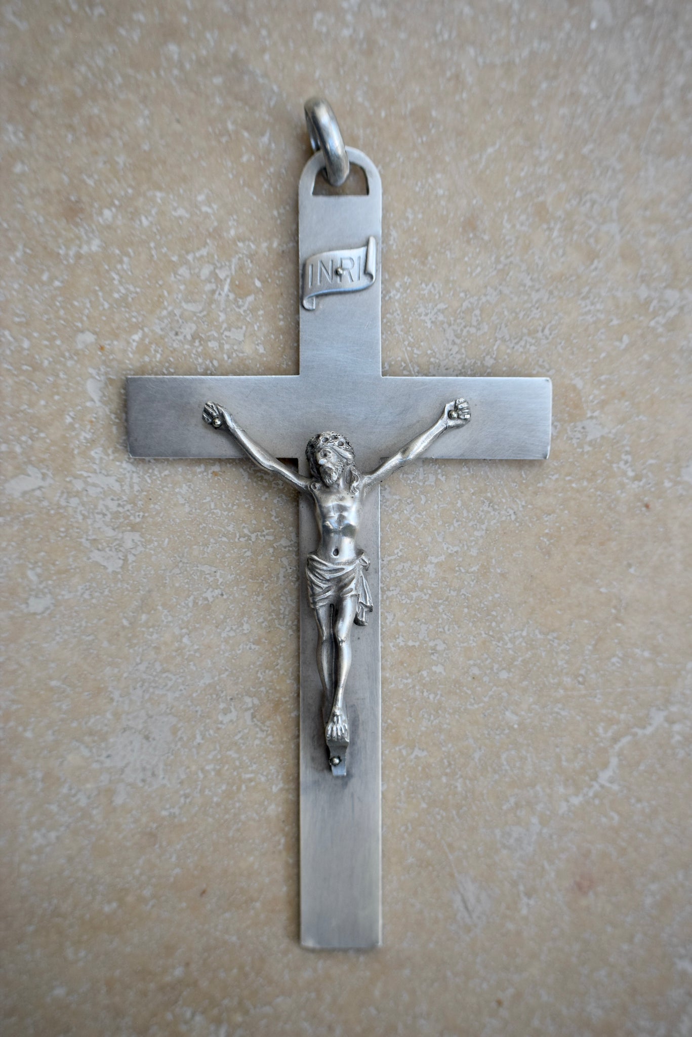 4" Sterling Silver Pectoral Cross Pendant Crucifix