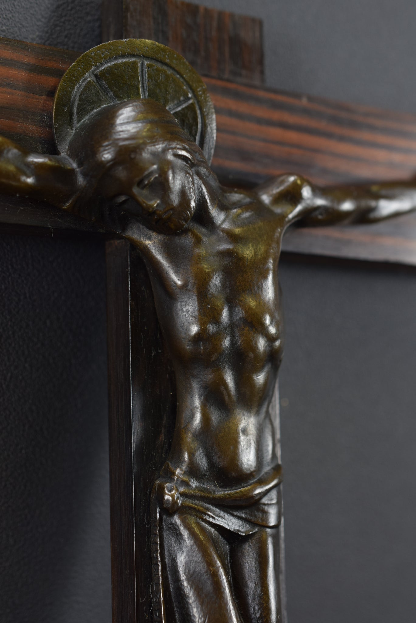 Brown Patina Bronze Cross by H
