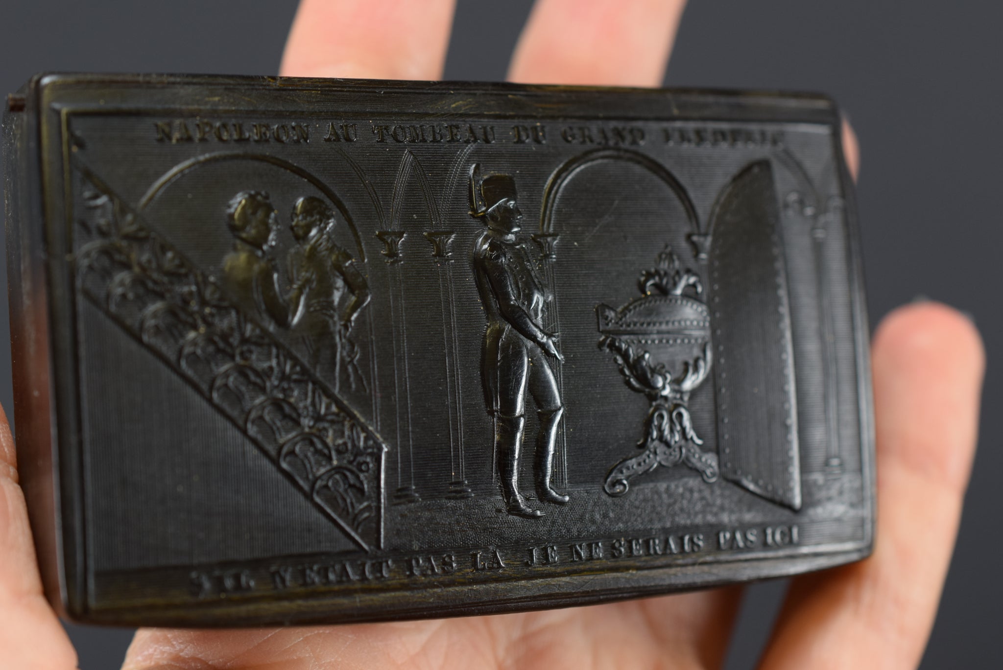 Napoleon Snuff Box Pressed Horn Frederick the Great Tomb