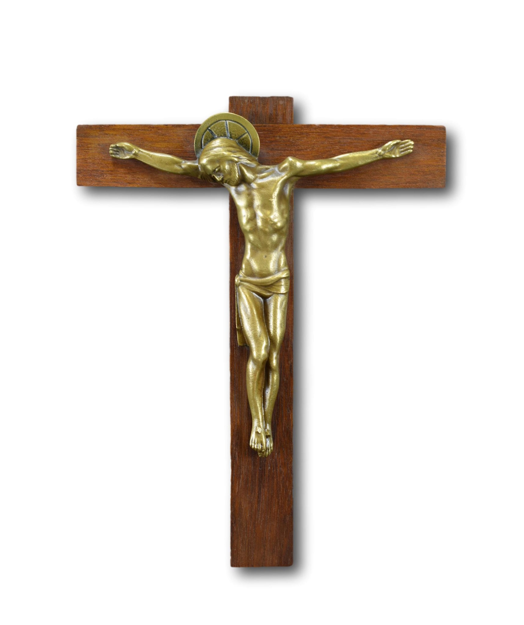 10" French Art Deco Bronze Wall Cross Crucifix by Hartmann