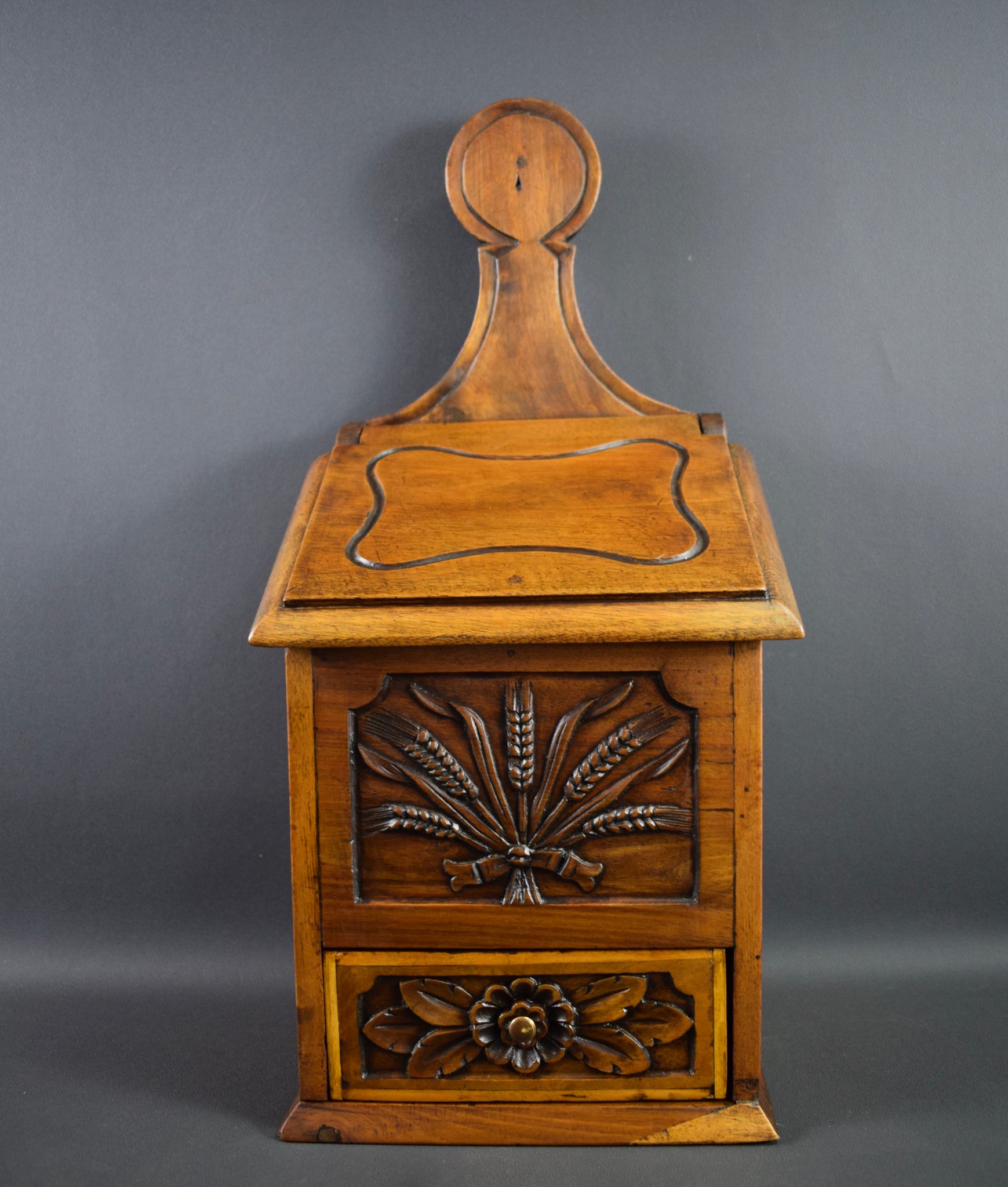 Vintage French Antique "Saliero" Salt Box Provencal 19th Wood