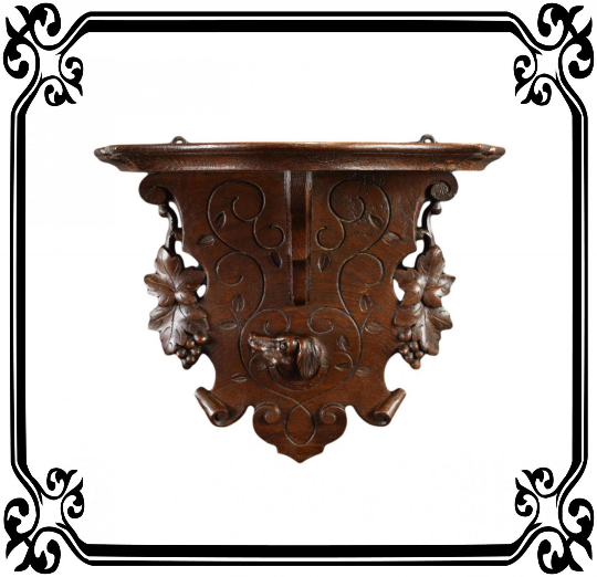 Large Antique Black Forest Hand Carved  Wood Dog Wall Console Table Cabin Decor Console