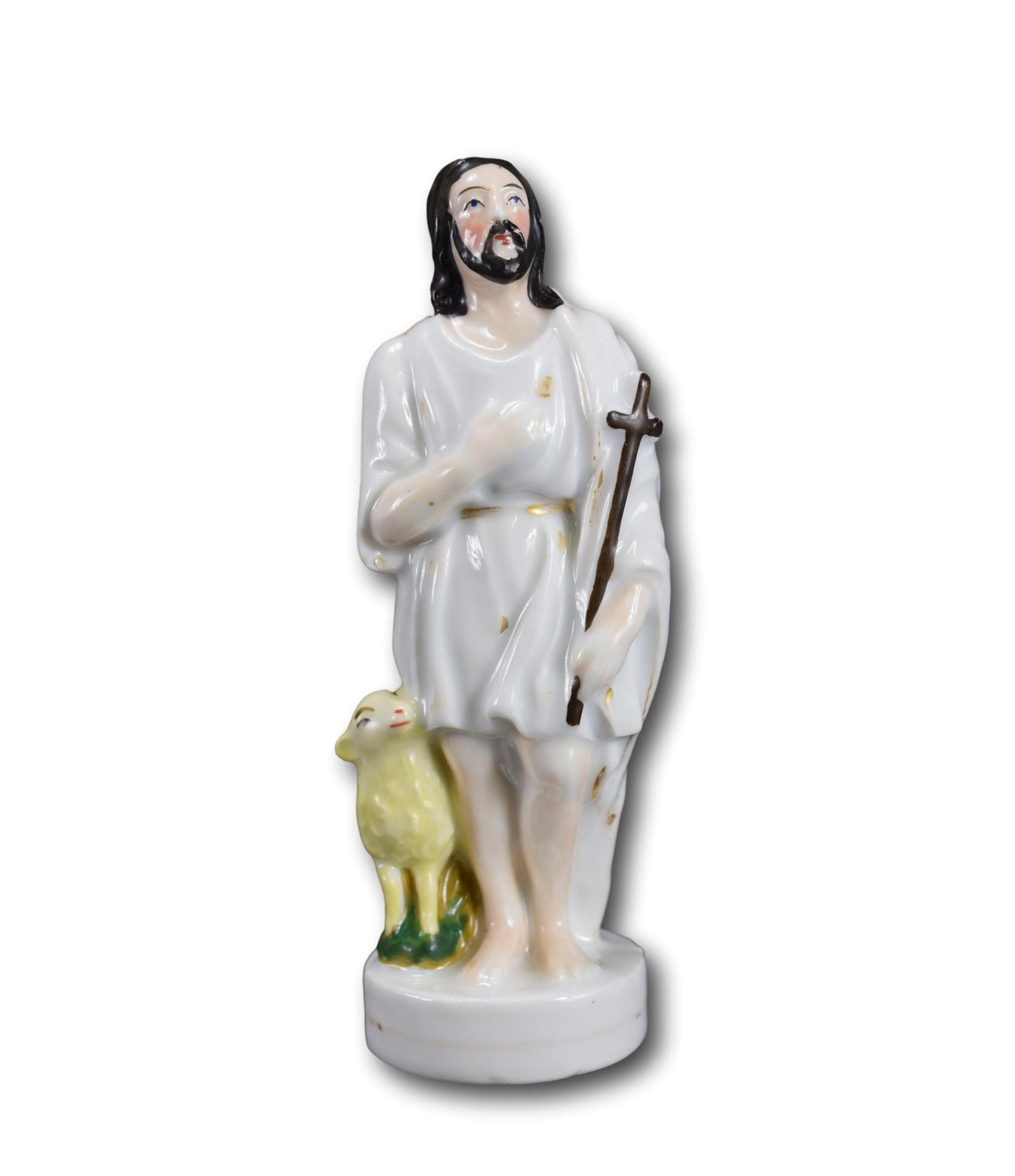 Holy Lamb Jesus Good Shepherd Statue Figurine Porcelain