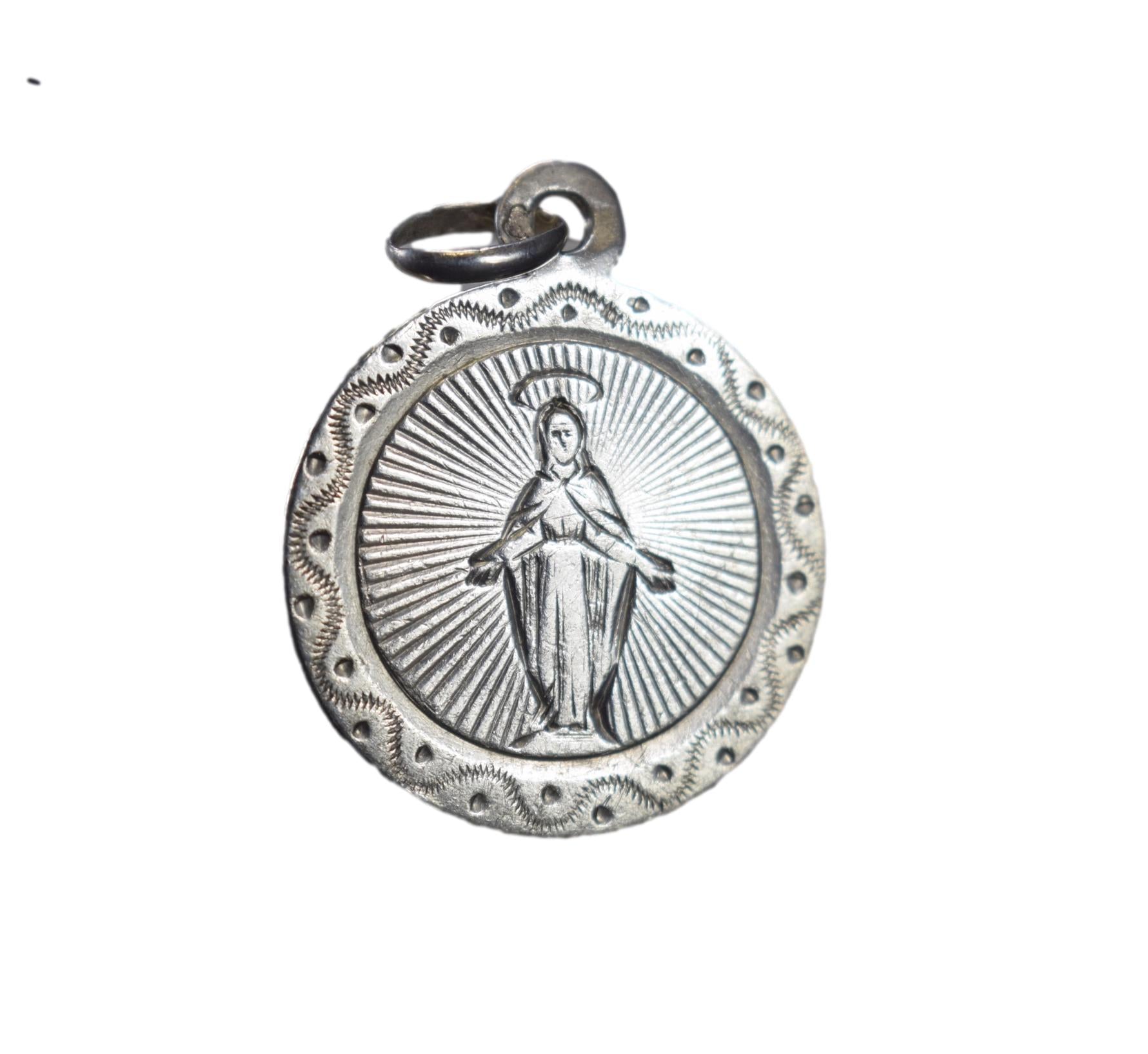 Sterling Silver Blessed Mary Medal Pendant