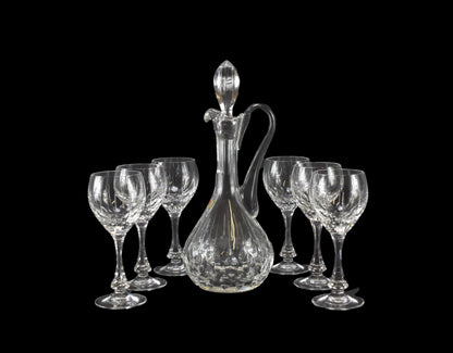 Vintage Baccarat Crystal Set of Wine Glasses and Carafe Decanter
