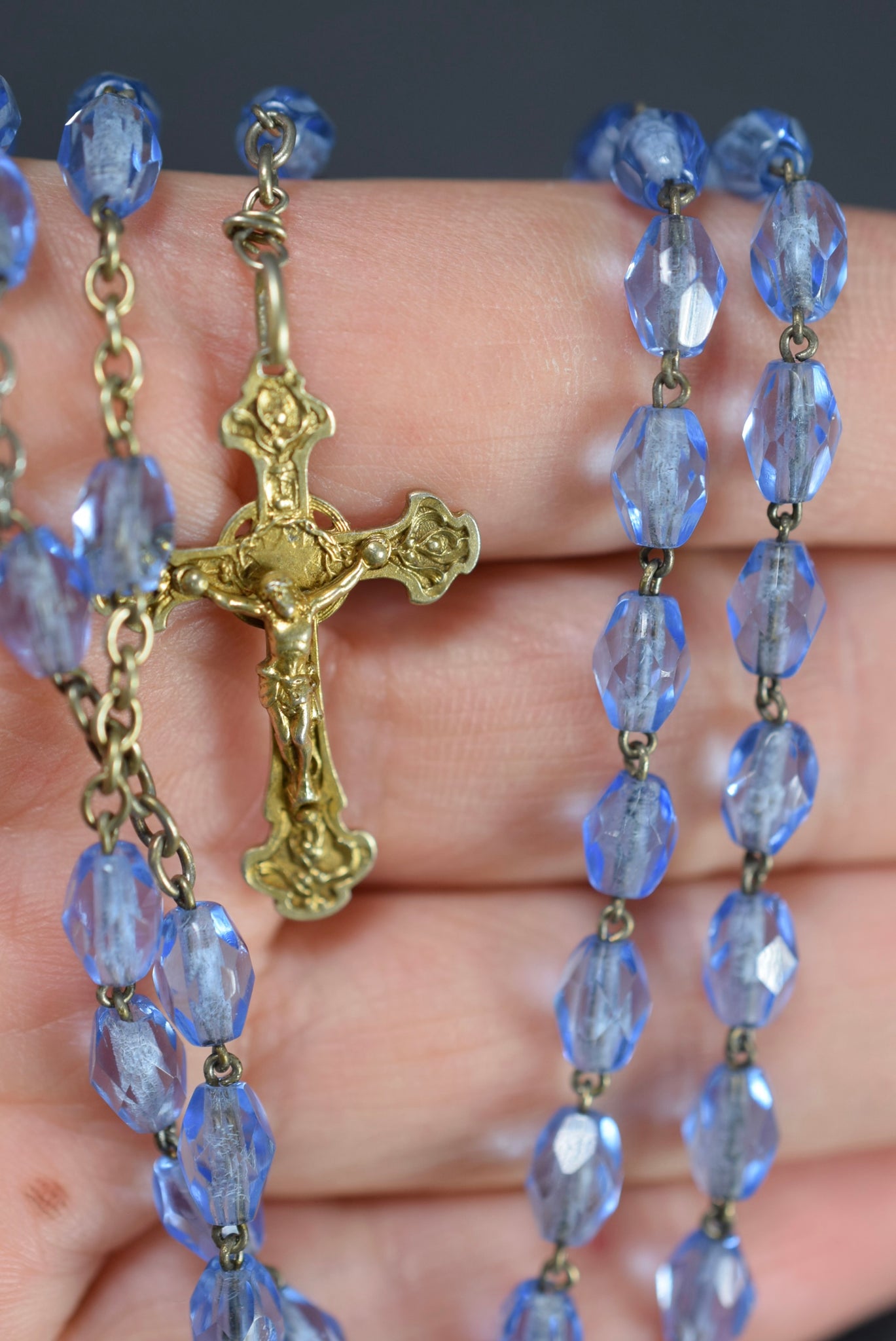 Art Nouveau Blue Rosary