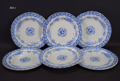 Creil & Montereau Blue Transferware Set of 6 Dessert Plates Vine Salad