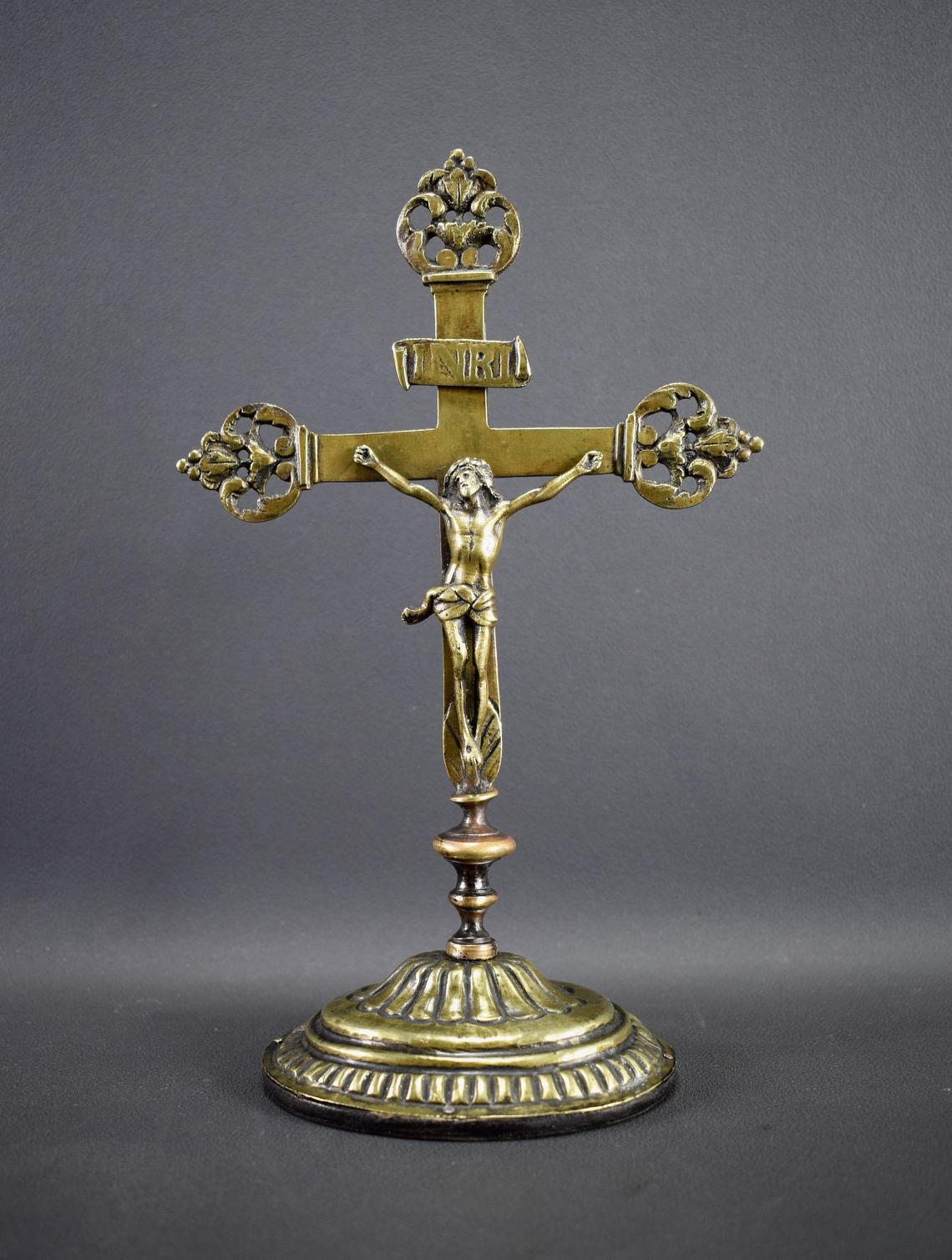 Antique Bronze Cross Crucifix 18th century