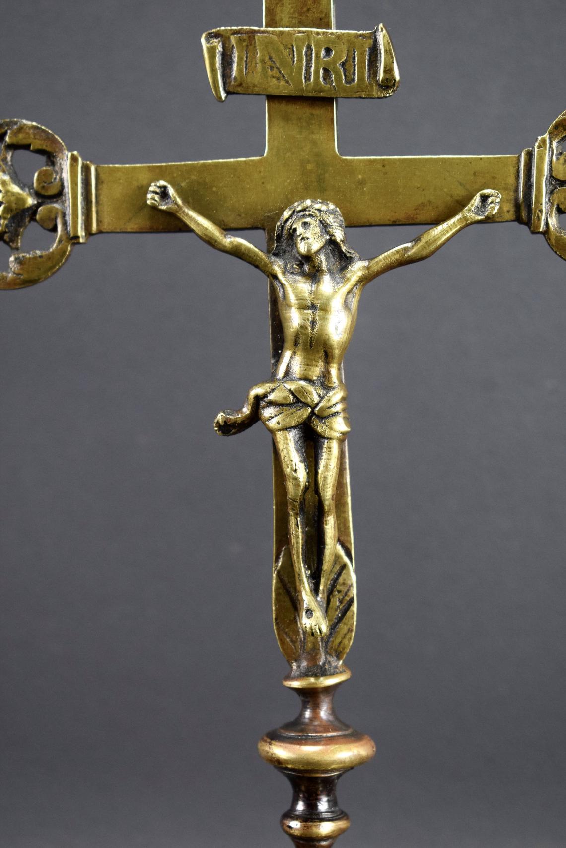 Antique Bronze Cross Crucifix 18th century