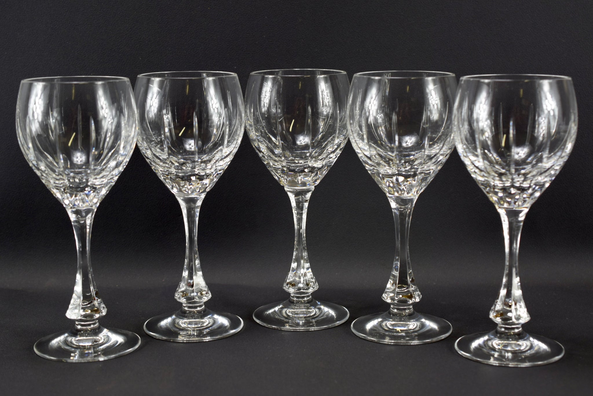 Vintage Baccarat Crystal Set of 5 Wine Glasses