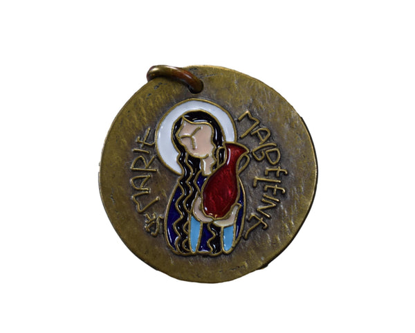 Saint Mary Magdalene Medal Large Cloisonne Enamel Pendant