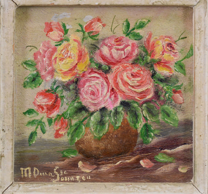 Oil Painting Bunch of Flowers Signed Floral Still Life