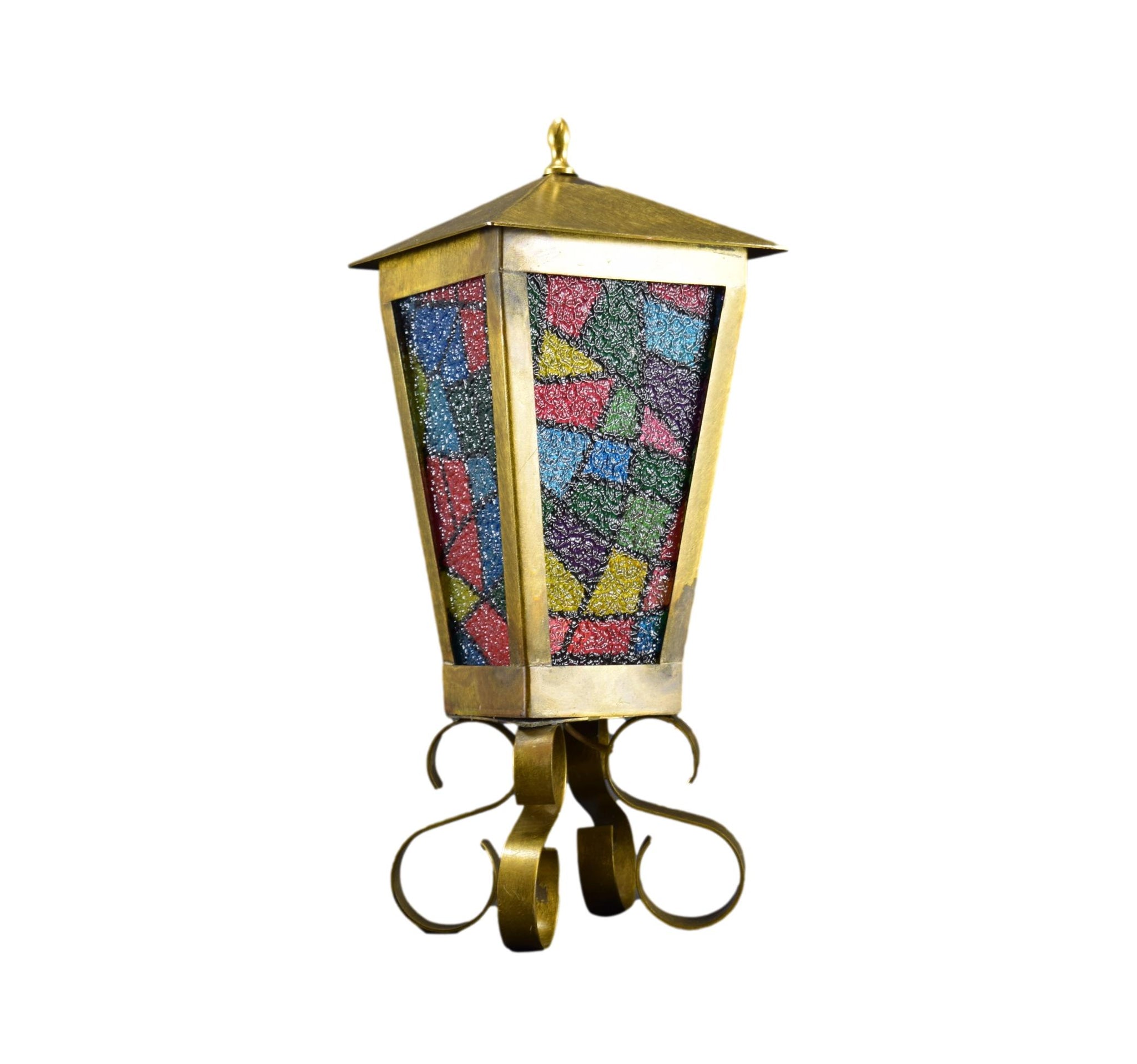 Vintage Stained Glass Lantern Table Lamp