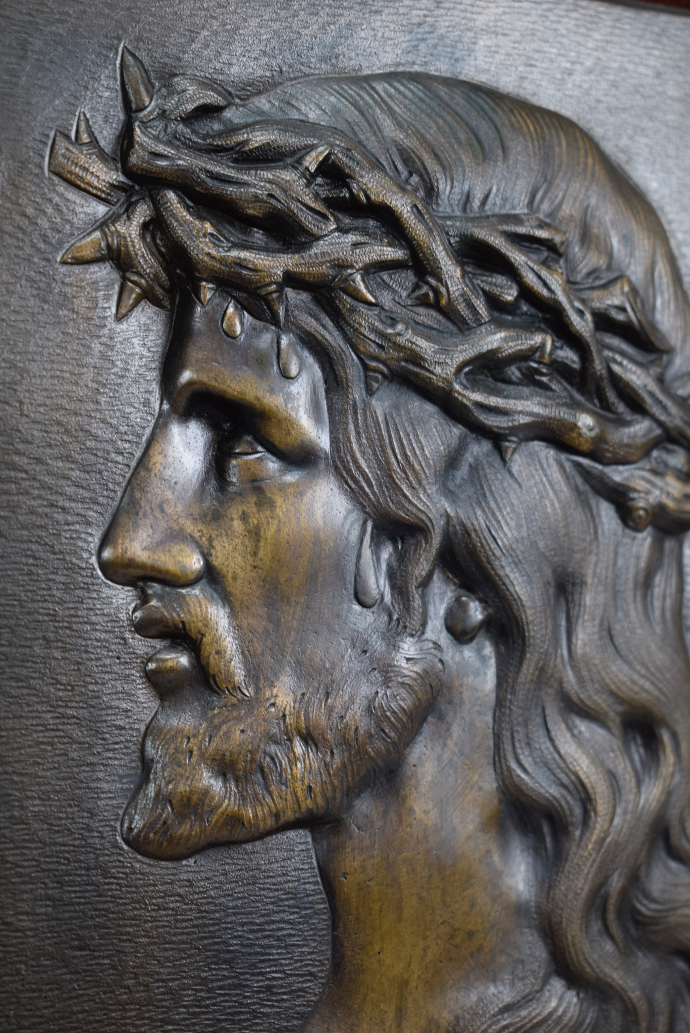 Jesus Bronze Plaque Frame - Charmantiques