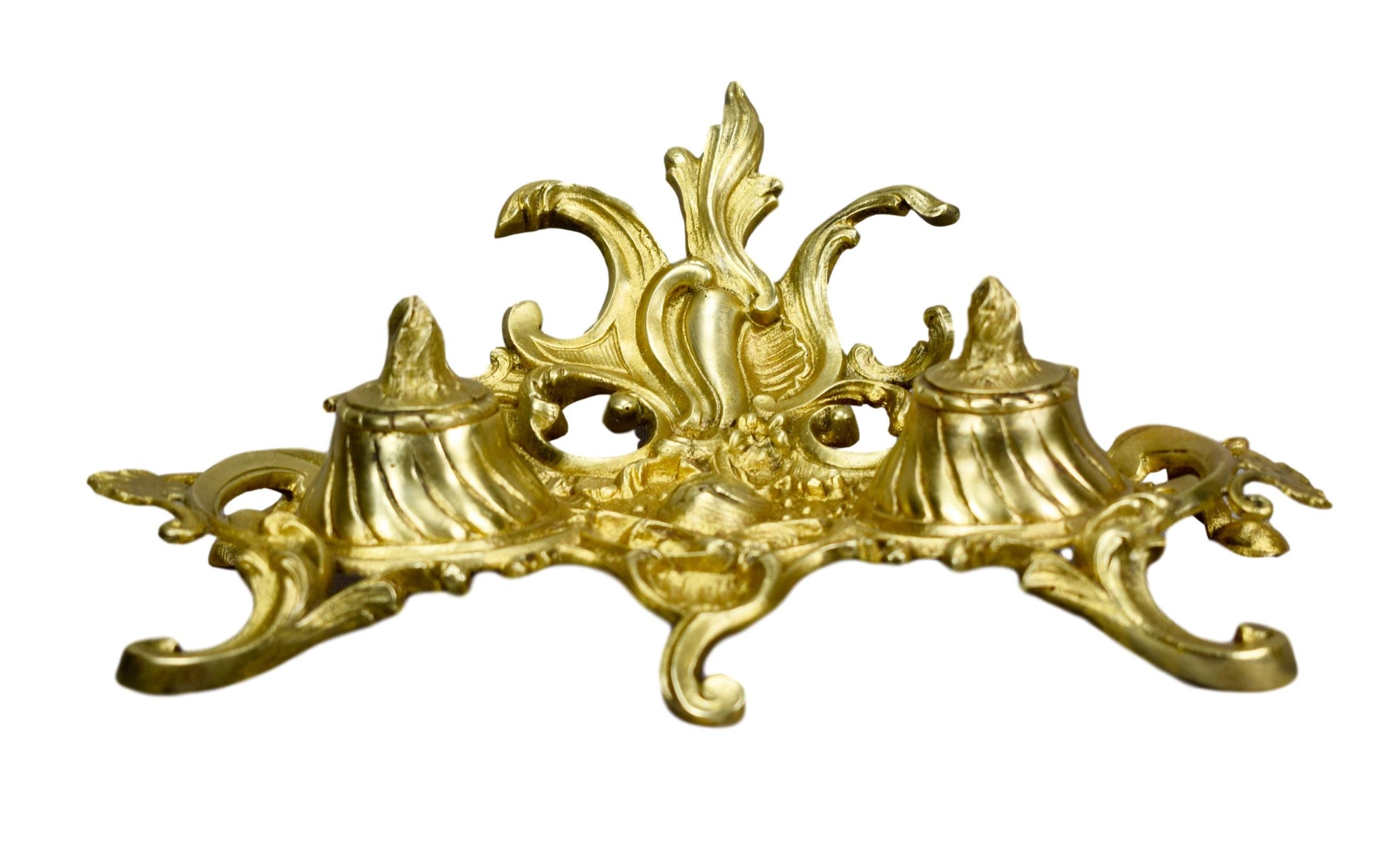 Rococo Bronze Inkwell - Charmantiques
