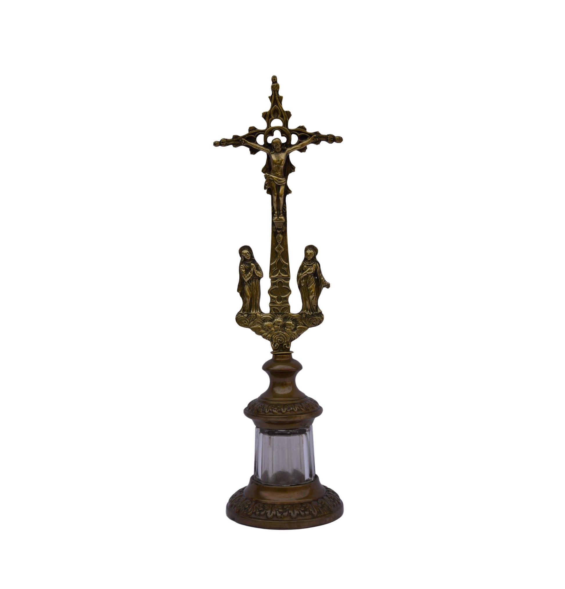 Brass Standing Crucifix - Charmantiques