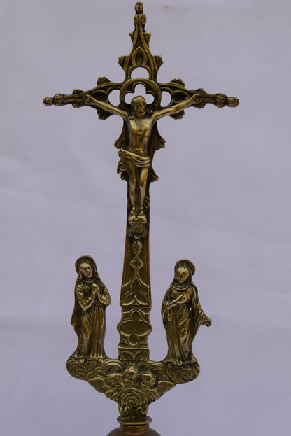 Brass Standing Crucifix - Charmantiques