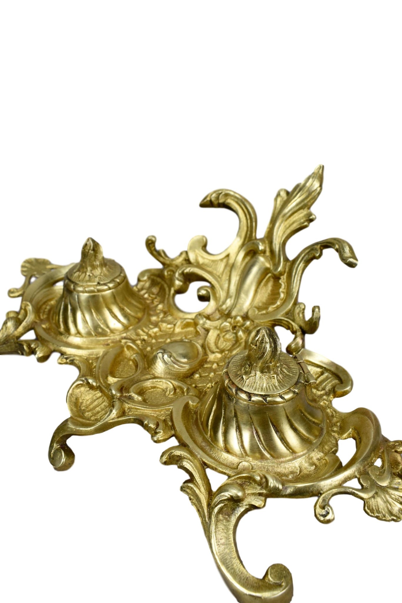Rococo Bronze Inkwell - Charmantiques