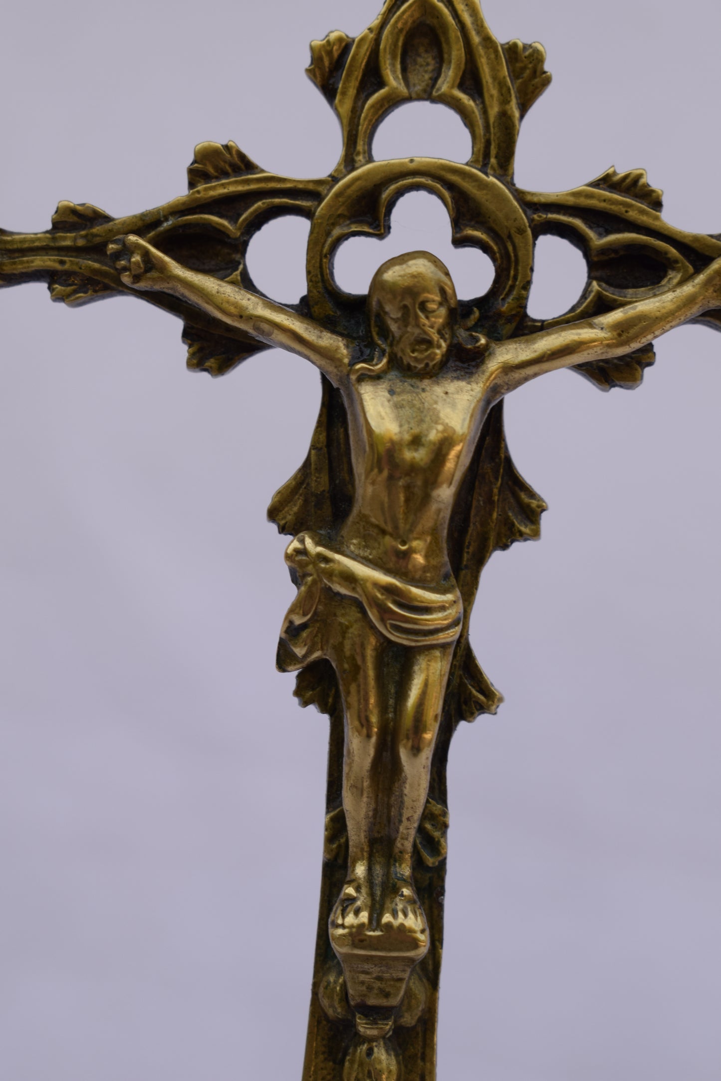 Brass Standing Crucifix - Charmantiques