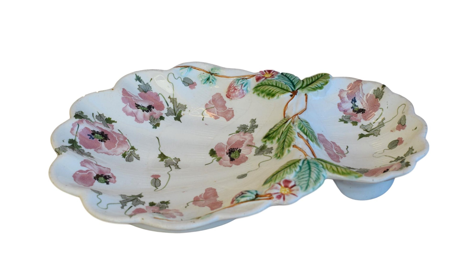 Strawberry Majolica Server - Charmantiques