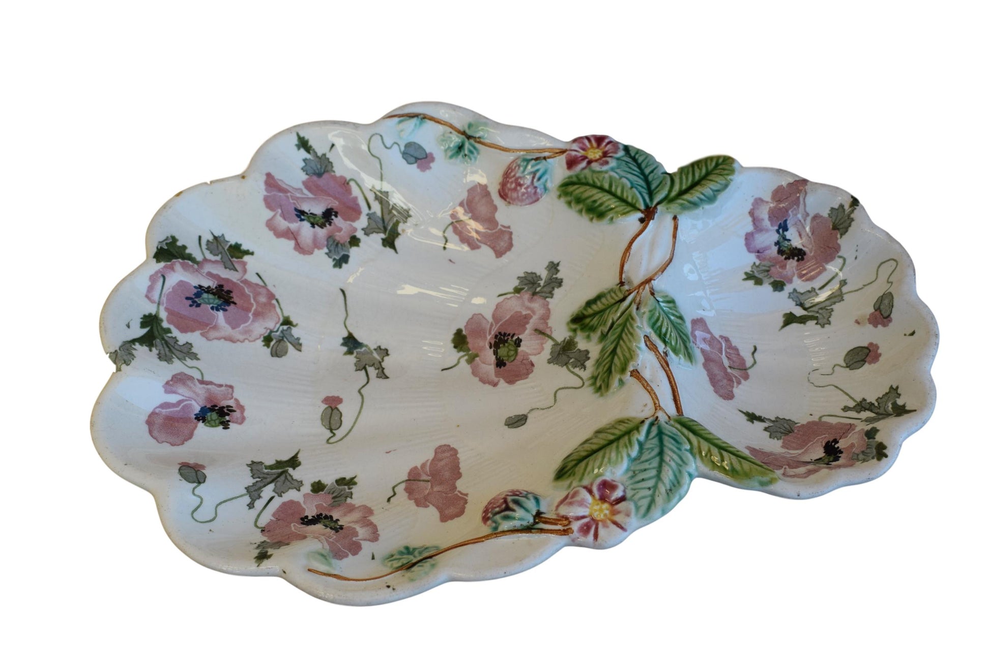 Strawberry Majolica Server - Charmantiques