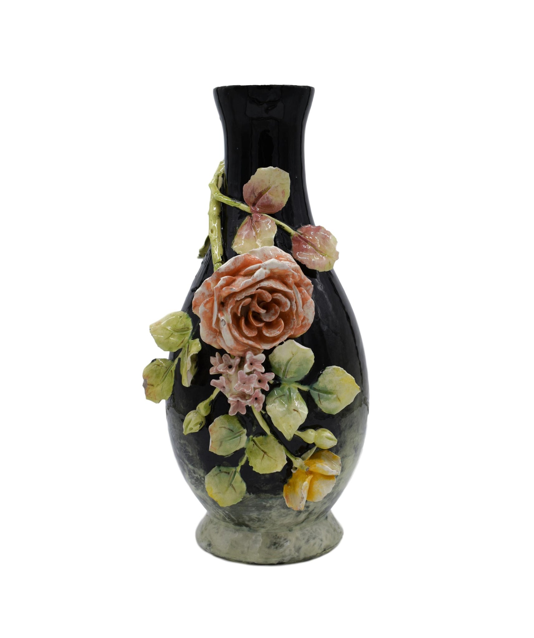 Longchamp Majolica Applied Rose Impressionist Vase