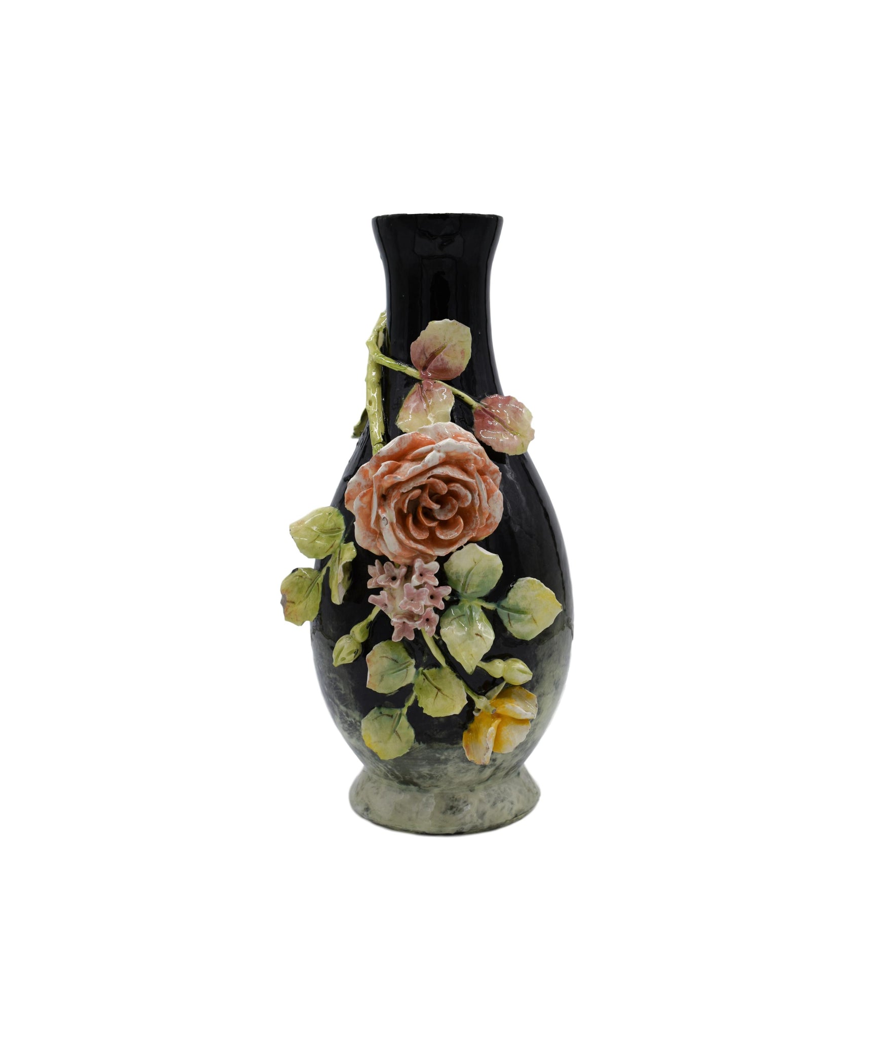 Longchamp Majolica Applied Rose Impressionist Vase