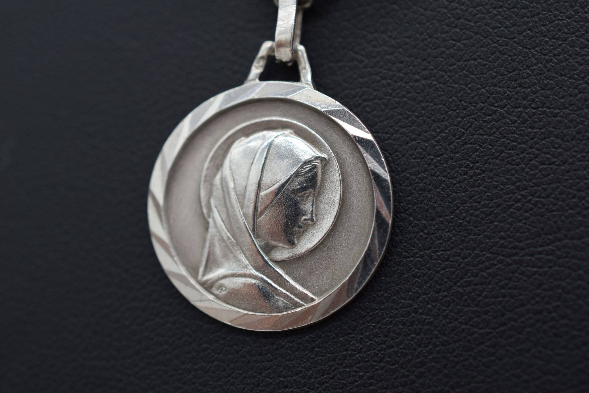 French Vintage Virgin Mary Sterling Silver Medal Pendant