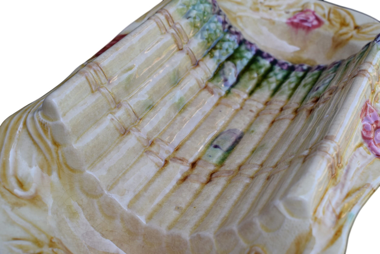 Onnaing Majolica Asparagus Platter - Charmantiques