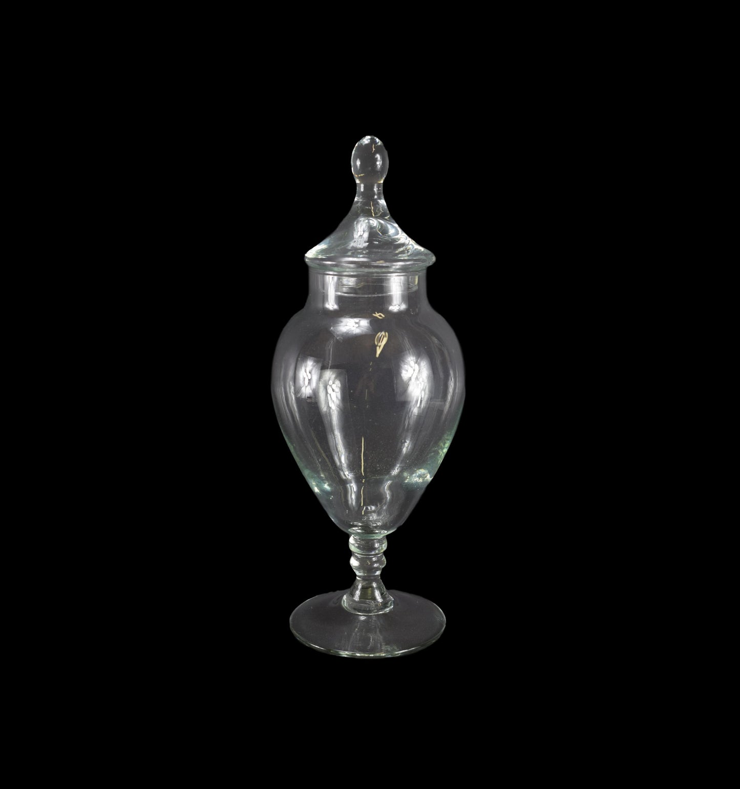 Antique French Hand Blown Glass Jar with Lid Apothecary Counter Display Jar