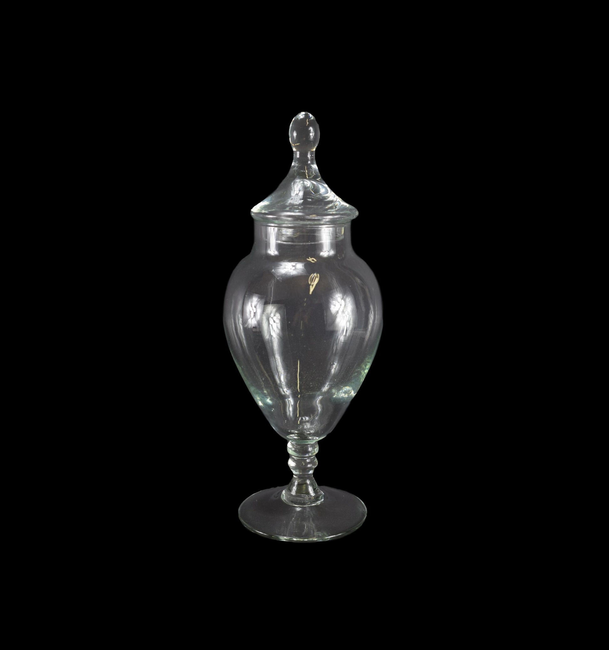 Antique French Hand Blown Glass Jar with Lid Apothecary Counter Display Jar