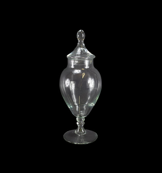 Antique French Hand Blown Glass Jar with Lid Apothecary Counter Display Jar
