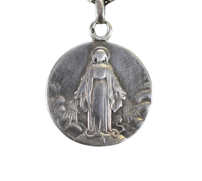 Antique French Mary Pendant Sterling Silver Miraculous Medal