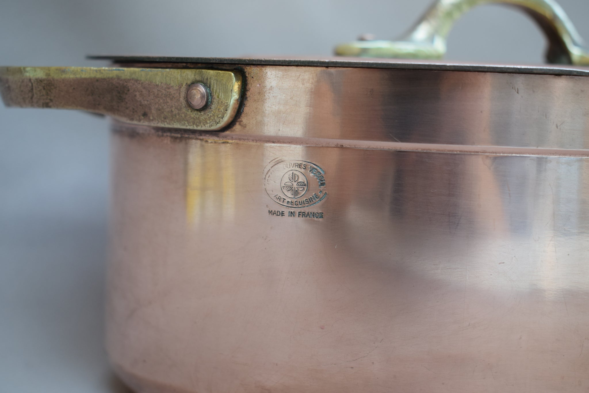 French Vintage 2mm Copper Oval Lidded Pot Cocotte - Charmantiques