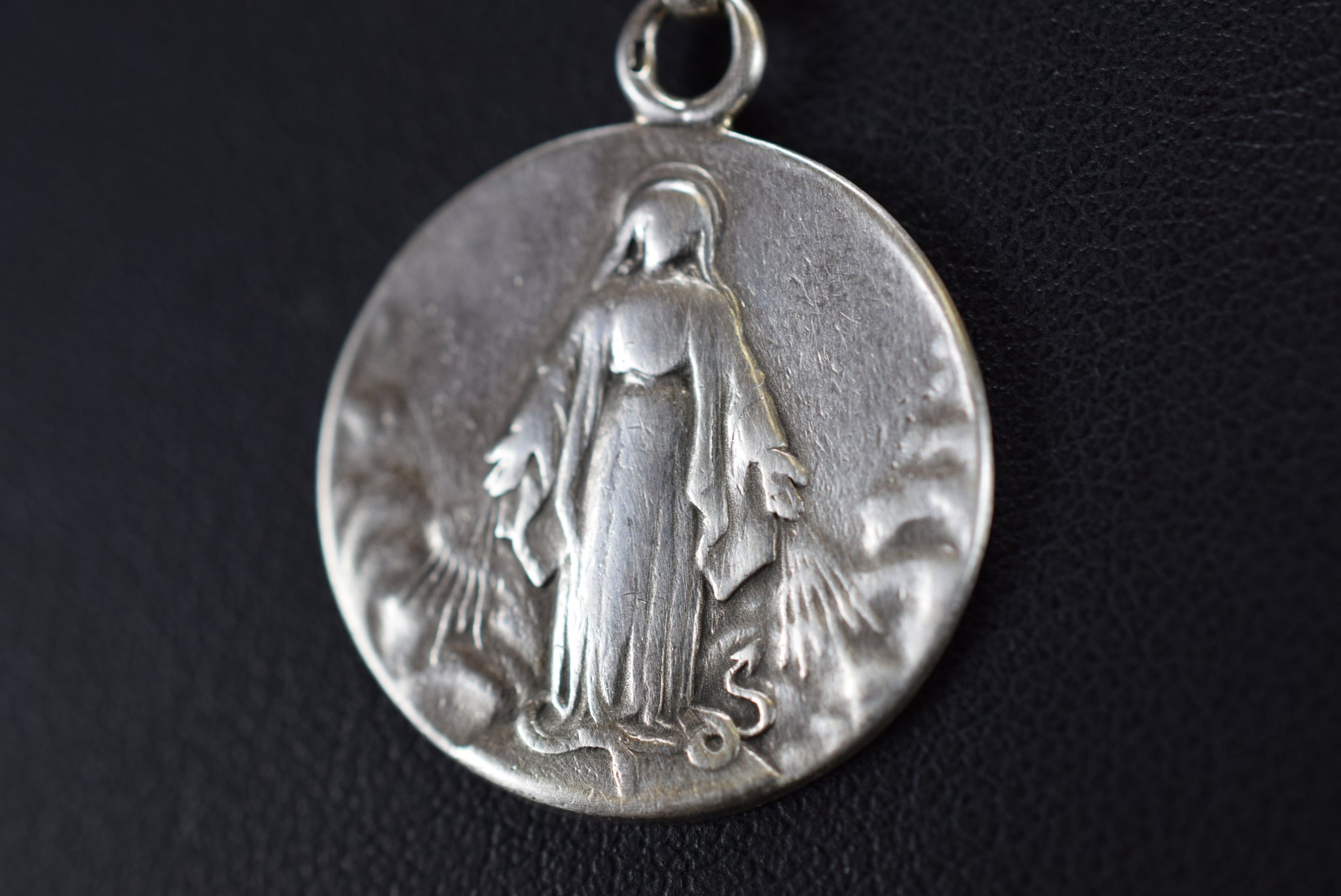 Antique French Mary Pendant Sterling Silver Miraculous Medal