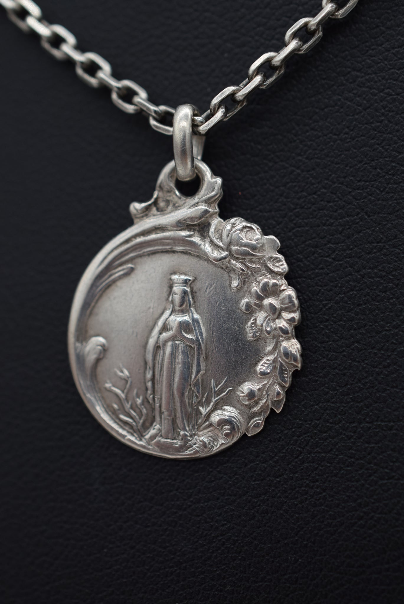French Antique Sterling Silver Medal Souvenir of Lourdes