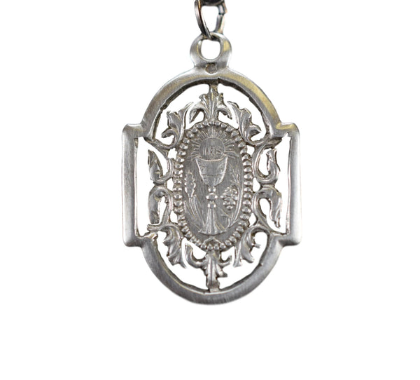 Antique French Communion Medal Chalice Pendant