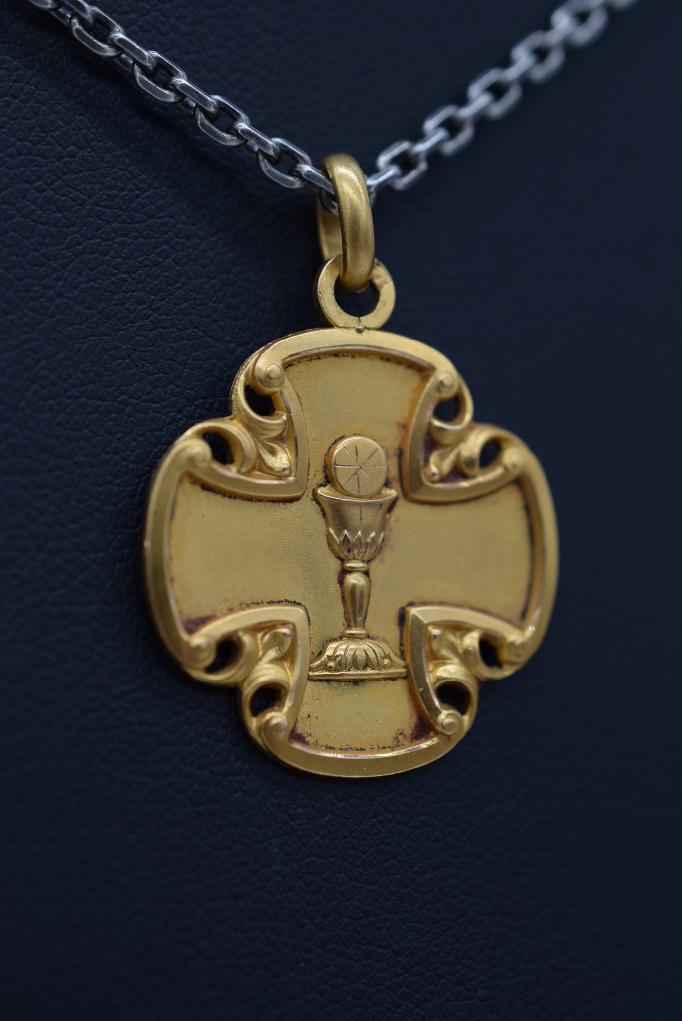 Gold Fix Chalice Communion Medal Pendant Charm 1921