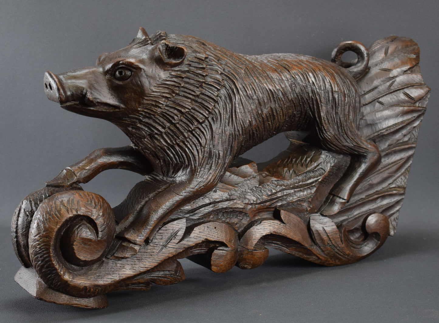 Black Forest Wild Boar Sculpture - Charmantiques