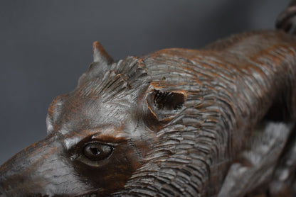 Black Forest Wild Boar Sculpture - Charmantiques