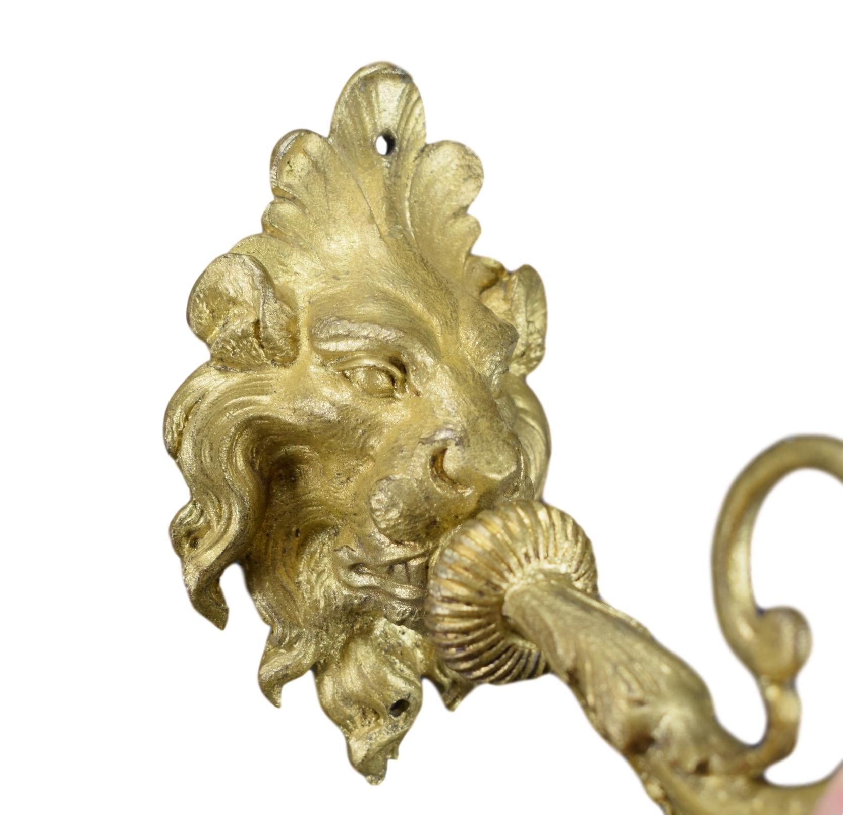 Bronze Lion Sconce - Charmantiques